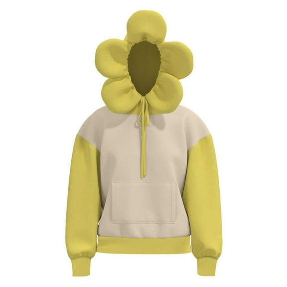 Edvintorg Kawaii Hooded Sweatshirts Women's Oversized Hoodie Fashion Solid Long Sleeves Casual Tops Shirt Blouse Fall Sweatshirts for Women