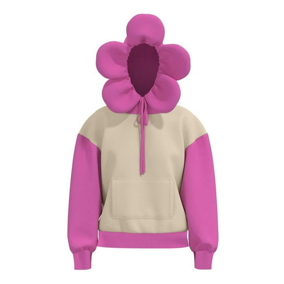 Edvintorg Kawaii Hooded Sweatshirts Women's Oversized Hoodie Fashion Solid Long Sleeves Casual Tops Shirt Blouse Fall Sweatshirts for Women
