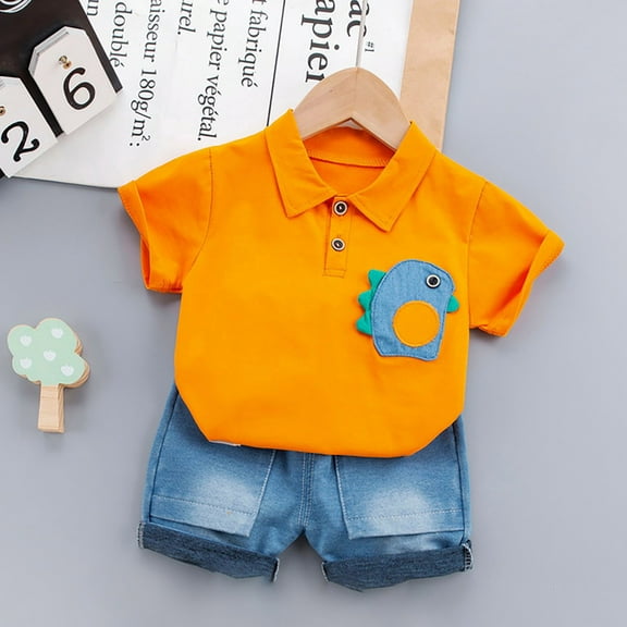 Edvintorg Kids Baby Boys Clothes Cute Dinosaur Print Casual Short Sleeve Shorts Clothes Set 1-4 Years Toddler Boys Clothing