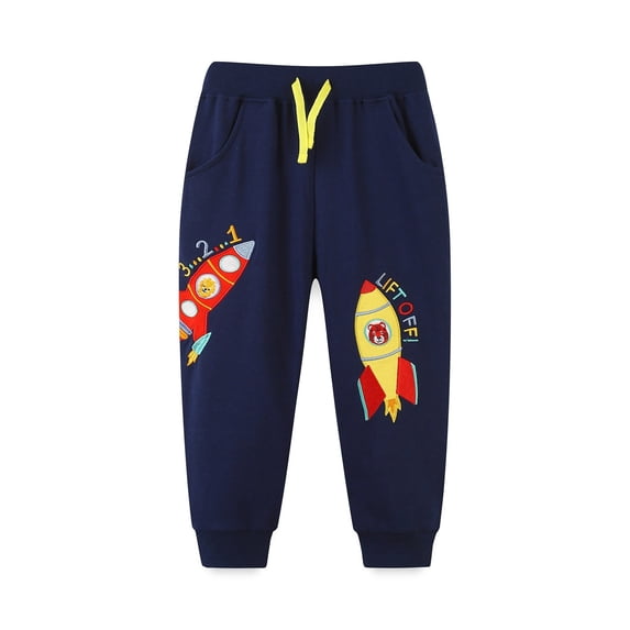 Edvintorg Kids Boys Cotton Sweatpant Cartoons Printed Elastic Sport Pant for Children Jogger Sweatpants with Drawstring