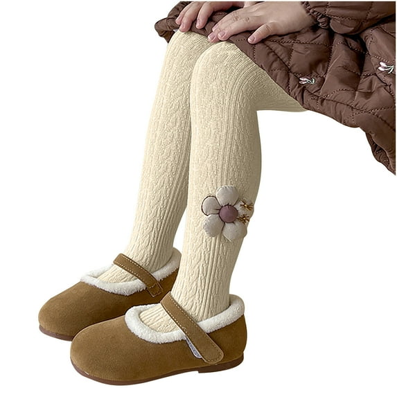 Edvintorg Kids Girls Tights Winter Elastic Warm Pantyhose Cute Girls'Leggings Children's Bottom Socks and Pant School Girl Outfit for Kids 2-12Years