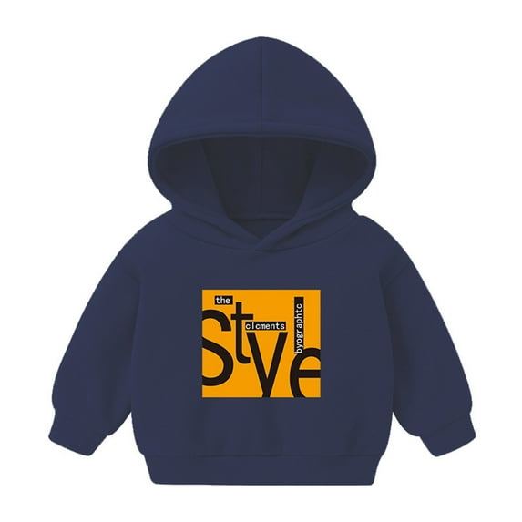 Edvintorg Kids Hoodie Fashion Letter Printing Casual Long Sleeve Pullover Tops Hooded Sweatshirt Kids Clothes Boys School Outfit 3-8 Years Children's Sportswear