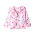 thumbnail image 1 of Edvintorg Kids Jackets for Girl Cute Cartoons Printed Long Sleeve Casual Lightweight Hooded Windbreaker for Girls 3-9 Years Outdoor Children Outerwear with Zipper, 1 of 3