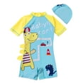 thumbnail image 1 of Edvintorg Kids Swimsuit Boys Dinosaur Printing One Piece Bathing Suit Zipper Swimwear with Hat Short Sleeve Quick Dry Surfing Suit 2-15 Years Teenager Swimsuit for Boys, 1 of 2