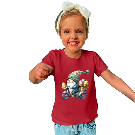 Edvintorg Kids Tee Shirts Easter Gifts Boys Girls Summer Cotton Tshirt Fashion Cute Printed Round Neck Short Sleeve Top 3-10Years Children's Clothing