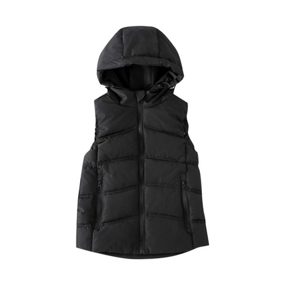 Edvintorg Kids Vest Boys Girls Solid Color Winter Thick Warm Down Jacket with Zipper Sleeveless Casual Hooded Waistcoat Children's Outdoor Outerwear