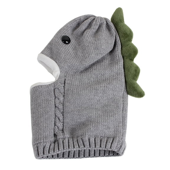 Edvintorg Kids Winter Beanie Hats Warm Knit Thick Ski Cap Children's Hooded Scarf Cute Dinosaur Hat Kids Accessories