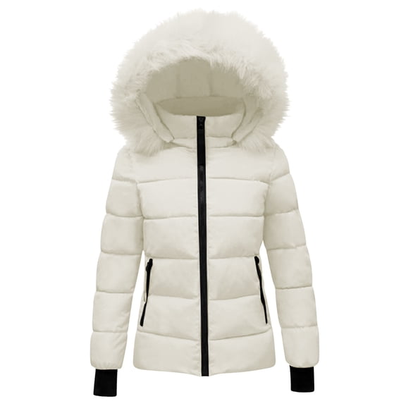 Edvintorg Kids Winter Jacket Long Puffer Coat Long Sleeve Zip up Hooded Padded Outerwear with Pocket Kids Clothes Size 5-14