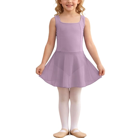 Edvintorg Leotards for Girls Ballet Leotard with Skirt Dance Dress Sleeveless And Cross Back Size 3-15