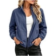 thumbnail image 1 of Edvintorg Light Jackets for Women Long Sleeve Casual Zip up Coat Fall Solid Color Loose Outerwear with Pocket Womans Clothes Navy XXXXXL, 1 of 7
