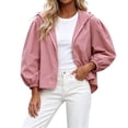thumbnail image 1 of Edvintorg Lightweight Jacket Women Plus Size Fashion Long Sleeve Loose Casual Hooded Coat with Zipper Women Outerwear Woman Clothes Pink XXL, 1 of 6