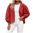thumbnail image 1 of Edvintorg Lightweight Jacket Women Plus Size Fashion Long Sleeve Loose Casual Hooded Coat with Zipper Women Outerwear Woman Clothes Red XL, 1 of 6