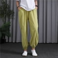 thumbnail image 1 of Edvintorg Lightweight Pants Women Fashion Solid Casual Summer Elastic High Waist Cotton Linen Pants with Pockets Trousers Women Yellow XXL, 1 of 7