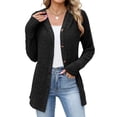thumbnail image 1 of Edvintorg Long Cardigans for Women Solid Color Long Sleeve Button Down Knit Cardigan Fall Open Front Cardigans Sweater Women Clothing S-2XL Black, 1 of 8