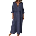 thumbnail image 1 of Edvintorg Long Summer Dresses for Women 3/4 Sleeve V-Neck Loose Casual Maxi Dress Beach Vacation Fashion Women's Clothing, 1 of 8