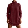 thumbnail image 1 of Edvintorg Long Sweaters for Women Turtleneck Long Sleeve Ribbed Knitted Tops with Side Buttons Business Casual Fall Sweater Plus Size, 1 of 8