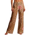 thumbnail image 1 of Edvintorg Loose Pants for Women Halloween Printed Elastic Waisted Casual Lounge Trouser Lightweight Wide Leg Soft Pant with Drawstring Womans Clothes Khaki S-2XL, 1 of 8