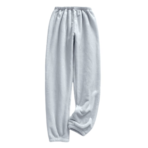 Edvintorg Lounge Pants Women Fall Winter Thick Warm Flannel Pants with Pockets Solid Color Elastic Waist Casual Trousers for Women Light Blue L