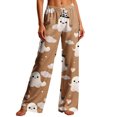 thumbnail image 1 of Edvintorg Lounge Pants Women Halloween Printed Loose Trouser Elastic Waisted Wide Leg Pant with Drawstring Womens Clothes Khaki S-2XL, 1 of 8