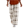thumbnail image 1 of Edvintorg Lounge Pants Women Plaid Wide Leg Trouser Elastic Waisted Loose Casual Pant Fashion Clothing Women White S-2XL, 1 of 6