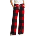 thumbnail image 1 of Edvintorg Lounge Pants Women with Pockets Elastic Waisted Plaid Comfy Bottom Drawstring Wide Leg Loose Pajamas Pant Womens Clothes Multicolor S-2XL, 1 of 7