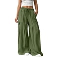 thumbnail image 1 of Edvintorg Lounge Pants Women with Pockets Flowy Lightweight Elastic Waisted Loose Cascual Wide Leg Trouser with Pockets Womens Clothes Army Green M, 1 of 8