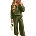thumbnail image 1 of Edvintorg Lounge Sets for Women 2 Piece Pjs Fashion V Neck Long Sleeve Knit Top and Pant Ribbed Pajamas Casual Sleepwear Women Clothing, 1 of 5