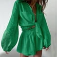 thumbnail image 1 of Edvintorg Matching Sets for Women Summer Cotton Linen Shorts Sets Women's Summer New Casual Solid Color V-Neck Shirt Holiday Outfits Green L, 1 of 6