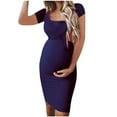 thumbnail image 1 of Edvintorg Maternity Bodycon Dress Women Fashion Solid Color Short Sleeve Round Neck Baby Shower Maternity Dress Workwear Pregnancy Dresses for Women Summer, 1 of 3