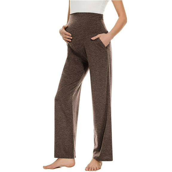 Edvintorg Maternity Clothes Women Casual Maternity Pants Fashion Solid Color High Waisted Maternity Pants for Work Pregnancy Lounge Trousers with Pockets