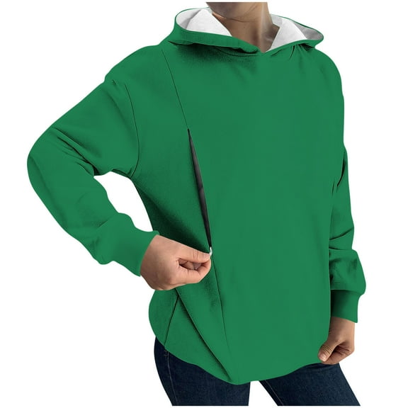 Edvintorg Maternity Clothes Women Solid Color Long Sleeve Casual Maternity Hoodies & Sweatshirts Winter Pullover Nursing Shirts for Breastfeeding