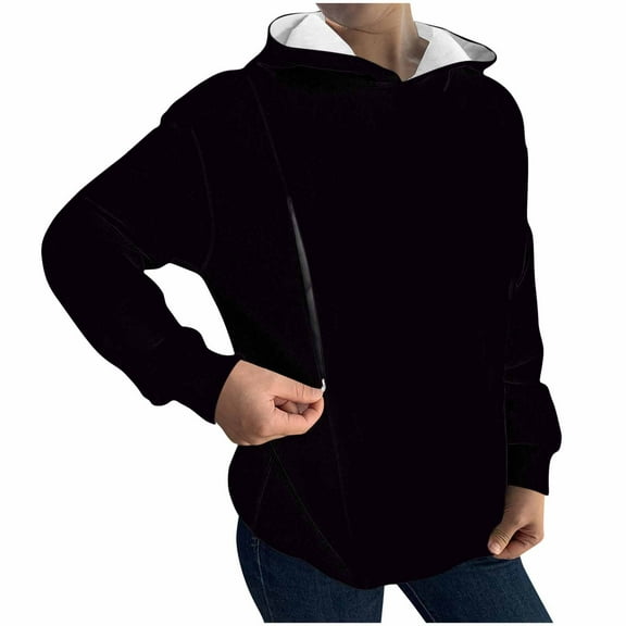 Edvintorg Maternity Clothes Women Solid Color Long Sleeve Casual Maternity Hoodies & Sweatshirts Winter Pullover Nursing Shirts for Breastfeeding
