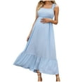 thumbnail image 1 of Edvintorg Maternity Dress Summer Women Fashion Solid Color Sleeveless Casual Comfort Bowknot Baby Shower Dress Maternity Pregnancy Clothes for Women, 1 of 1
