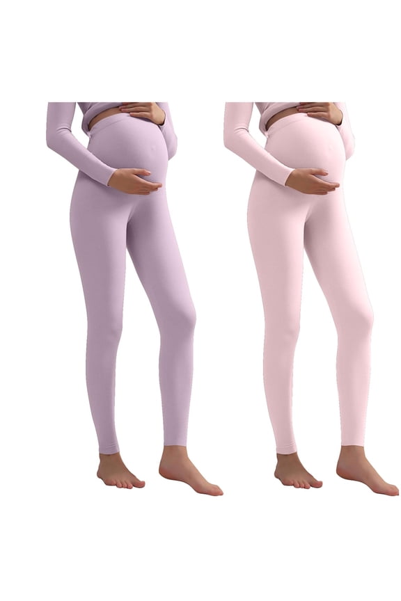Maternity Leggings Women's Solid Color High Waisted Pants with Adjustable Winter Maternity Clothes Plus Size Pregnancy Leggings for Women