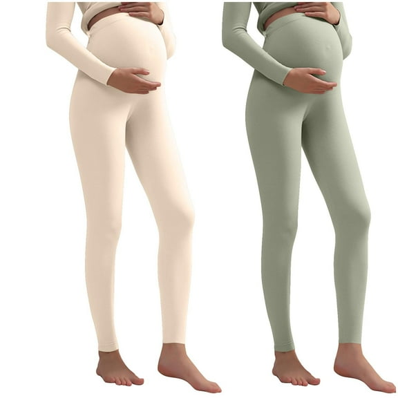 Edvintorg Maternity Leggings Women's Solid Color High Waisted Pants with Adjustable Winter Maternity Clothes Plus Size Pregnancy Leggings for Women