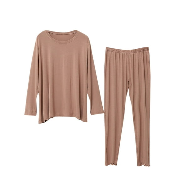 Edvintorg Maternity Pajama Set Women Fall Winter Maternity Clothes Solid Color Long Sleeve Casual Blouse and Pants Cute Sleepwear Lounge Set Pregnancy Clothes for Women