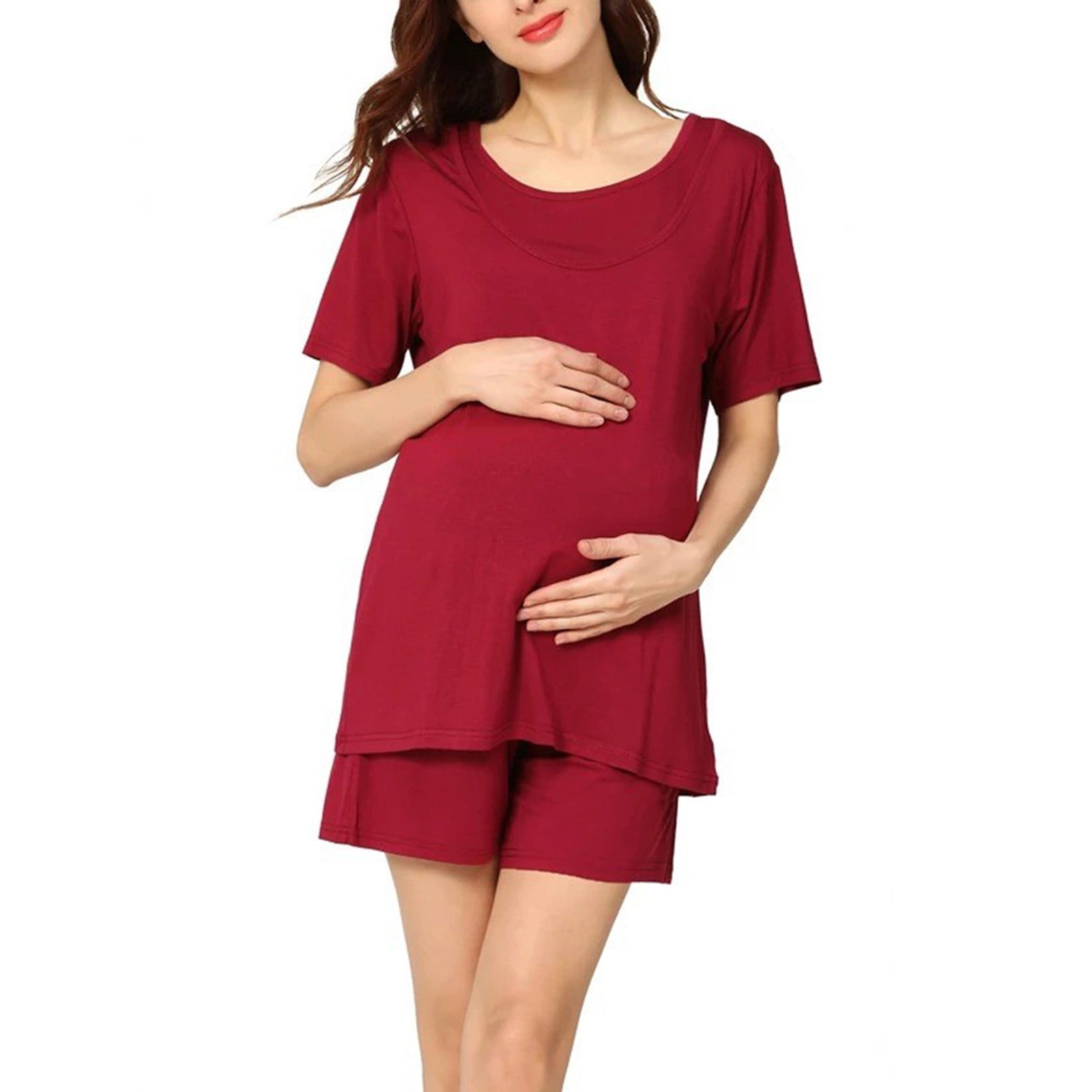 Edvintorg Maternity Pajamas For Hospital Clearance Pajamas Set For Pregnant Women Maternity Sleepwear Summer Casual Breastfeeding Nightwear Home Wear