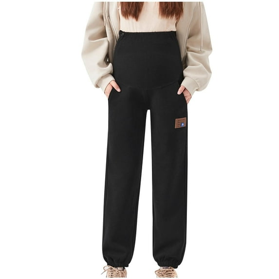 Edvintorg Maternity Pants Fashion Women's Solid Color Casual Loose Sports Pants with Pocket Maternity Sweatpants Loungewear Pregnancy Clothes for Women