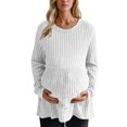 thumbnail image 1 of Edvintorg Maternity Shirts Fashion Solid Color Crewneck Ribbed Knit Sweater Tops Long Sleeeve Fall Maternity Clothes Plus Size Casual Pregnant Clothes for Women, 1 of 7