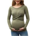 thumbnail image 1 of Edvintorg Maternity Shirts for Women Long Sleeve Maternity Clothes Spring Fall Solid Color Round Neck Casual Pregnancy Shirts Tops with Wrinkles Pregnant Women Clothes, 1 of 7