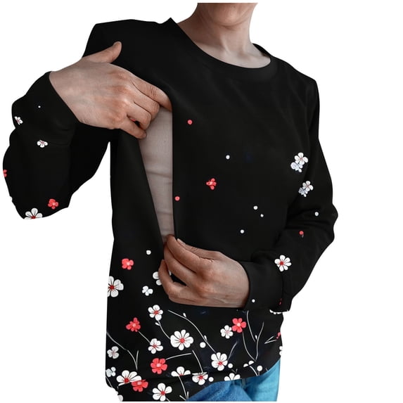 Edvintorg Maternity Shirts for Women Long Sleeve Winter Crew Neck Casual Pullover Maternity Tops Sweatshirt Nursing Shirts for Breastfeeding