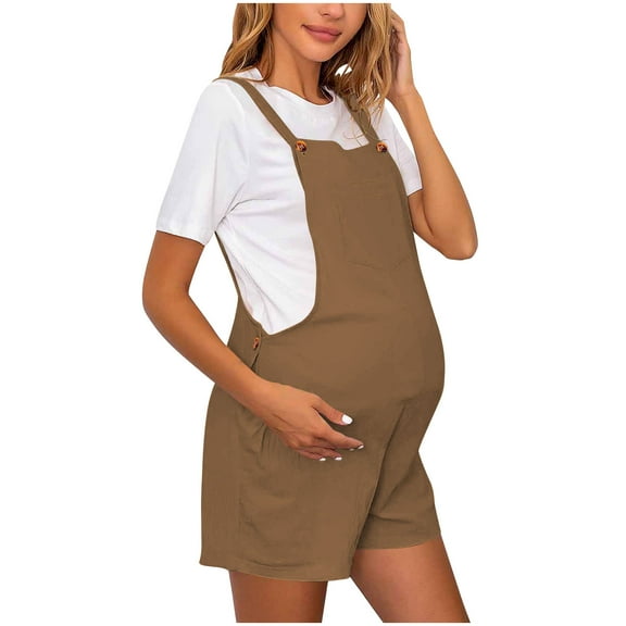 Edvintorg Maternity Shorts Jumpsuit Womens Rompers Summer Casual Loose Sleeveless Overalls Spaghetti Strap Shorts Jumpsuit 2025 Beach Vacation Maternity Clothes