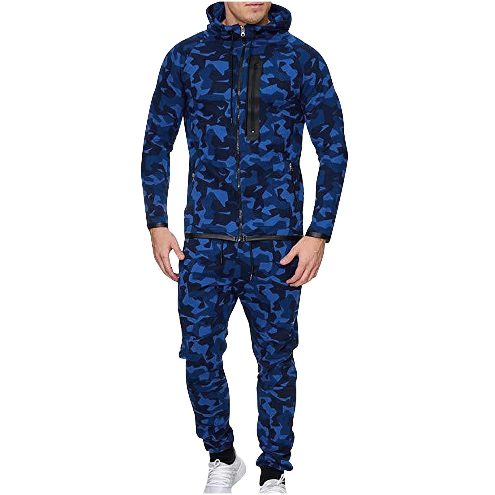 Edvintorg Men Sets Outfits 2 Piece Sweatpants Fashion Camouflage Casual ...