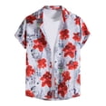 thumbnail image 1 of Edvintorg Men Summer Short Sleeve Turn-Down Collar Streetwear Loose Vacation Casual T-Shirt New Hawaiian Vacation Style Shirt Blouse, 1 of 6