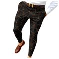 thumbnail image 1 of Edvintorg Men's Fashion Stretch Dress Pants Slim Fit Clearance Casual Business Golf Dress Pants Fashion Zippered Printed Mid-Waisted Trousers With Pockets Pants, 1 of 6