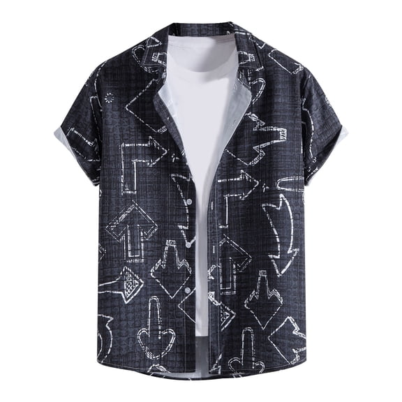 Edvintorg Men's Hawaiian Shirt Beach Casual Oversized T Shirt Short Sleeve Hawaiian Vacation Style Shirt Blouse Summer Men's Clothing