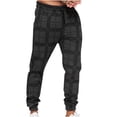 thumbnail image 1 of Edvintorg Men's Square Plaid 3D Digital Printing Striped Fitness Casual Pants, 1 of 6