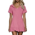 thumbnail image 1 of Edvintorg Mini Dresses for Women Short Sleeve Hooded Flare Dress Summer Casual Loose T Shirt Dress Beach Sundress, 1 of 8