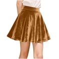 thumbnail image 1 of Edvintorg Mini Skirt for Girls Fashion Velvet High Waisted Stretch Flared Pleated Skater Skirts Size 4-15, 1 of 8