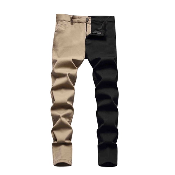 Edvintorg New Fashion Casual Pants Men's Zip Closure Panel Washed Stretch Casual Trousers Jeans Trousers